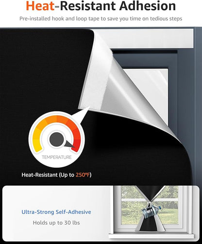 Sumobaby Blackout Curtains for Bedroom Portable 64"x63",No Drill Blackout Shades with Upgraded Hook&Loop Tapes,100% Black Out Window Cover,Thermal Insulated Blinds for Bedroom,Nursery(1 Panel,Black)