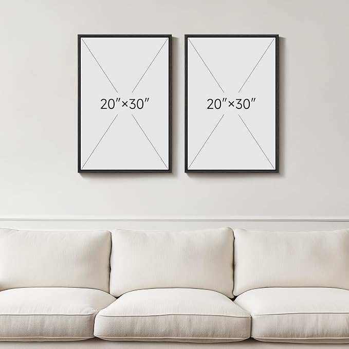 Framed Neutral Abstract Floral Wall Art, 2 Piece Black and Beige Minimalist - Image 3