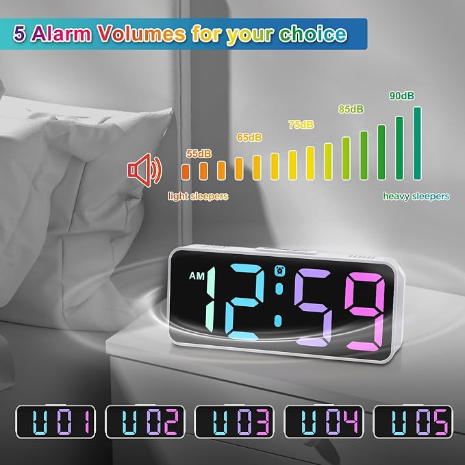 Peakeep Small Cute Digital Alarm Clock Plug in - Image 7