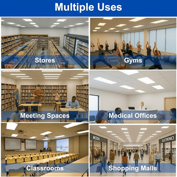 2x4 LED Flat Panel Light – LED Panel Flat Ceiling Light, Dimmable Flicker-Free 2x4 Ceiling Light for Drop Ceilings with Color & Wattage Selectable (Pack of 12)