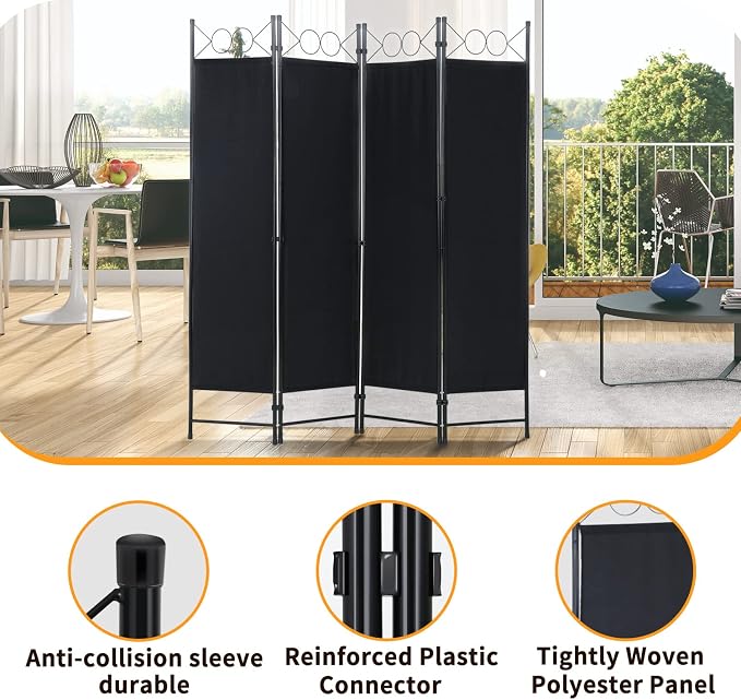 Dopinmin Room Divider & Folding Privacy Screens, Wall Divider - Image 2