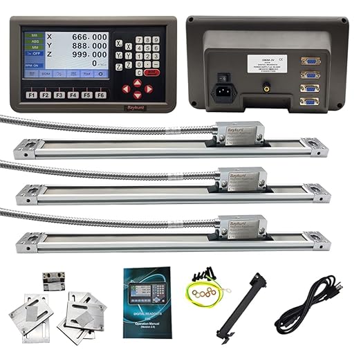 3 Axis DRO for Milling Machine,16" x 38" x 18" 5um Magnetic Scale Linear Encoder Mill DRO KIT RPM Function Included