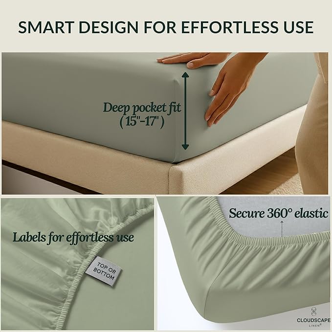 Egyptian Cotton Twin XL Size Sheets Set, Mineral