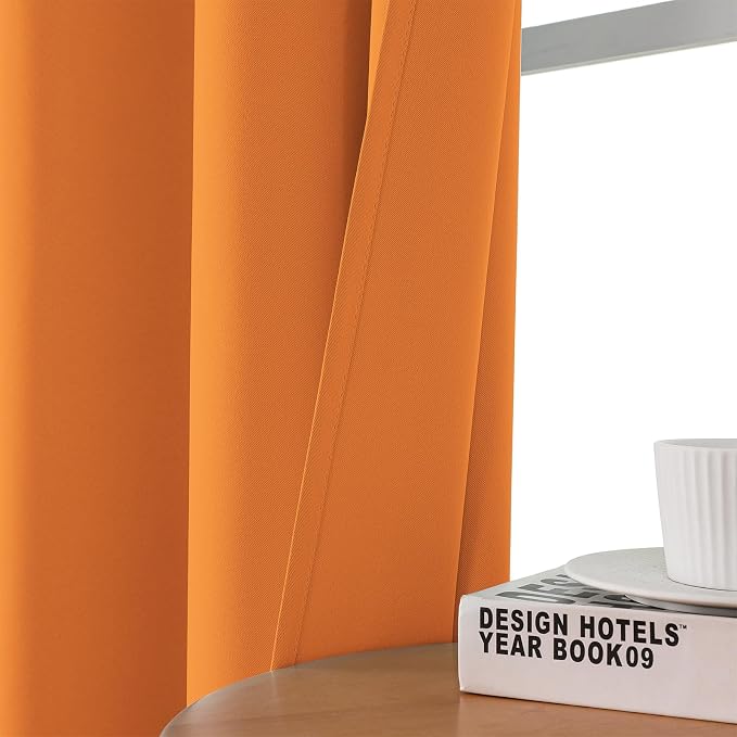 CUCRAF Custom Orange Blackout Curtains 1 Panel Set, Thermal Insulated Grommet - Image 7