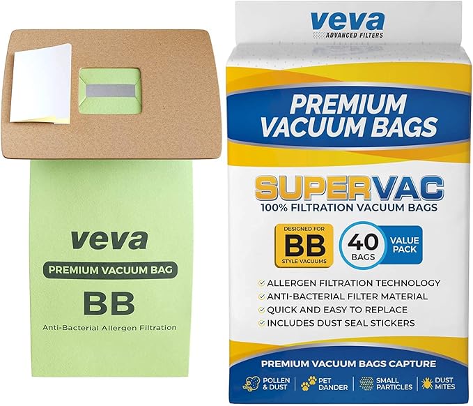 40 Pack Type BB Vacuum Bags for Oreck Handheld Canister Vacuum PKBB12DW, BB180, BB280, BB850, BB870, BB880, BB900, BB1000, BB1100, BB1200, CC1600