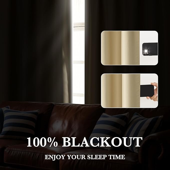 RYB HOME 100% Blackout Basement Curtains 24 inches Long, Heat & UV Blocking | - Image 5