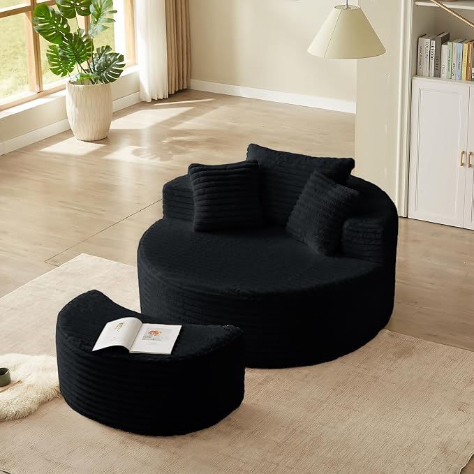 55'' Oversized Round Chair Lounge Chaise Indoor - Image 3