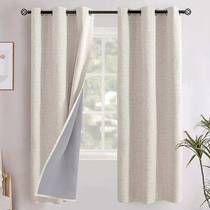 YoungsTex Linen Blackout Curtains 63 Inch Length by YoungsTex