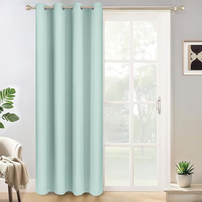 Yakamok Aqua Room Darkening Curtains 84 inch Sliding Door Drapes | 1 Extra-wide by Yakamok