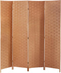 Room Divider Wall Divider 6FT 4 Panels Wood Mesh Hand-Woven Indoor Room Screen by Dopinmin