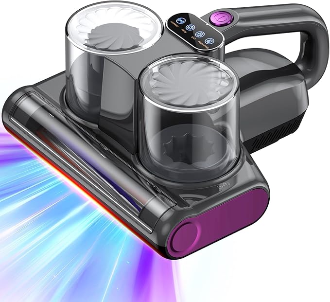 JPHYLL Mattress Vacuum Bed Vacuum Cleaner 16Kpa Suction 253.7nm UV-C Light, 140°F Heated Air, 30000 RPM Brushroll, Ultrasonic, HEPA Filter, Handheld Vacuums for Carpet/Sofa, 500W Corded, (Dark Gray)