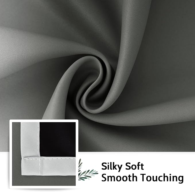 SimpleHome 100% Blackout Ombre Bedroom Curtains Grey and Greyish White - Image 7