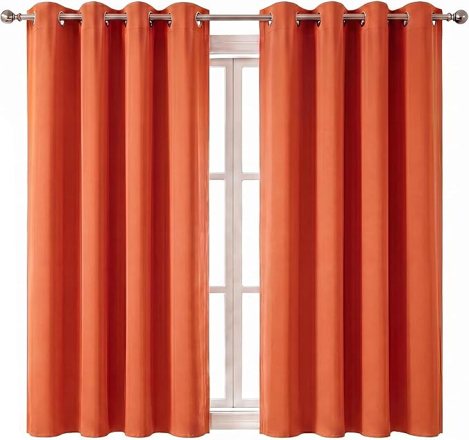 Diraysid Orange Grommet Blackout Curtains - Image 2