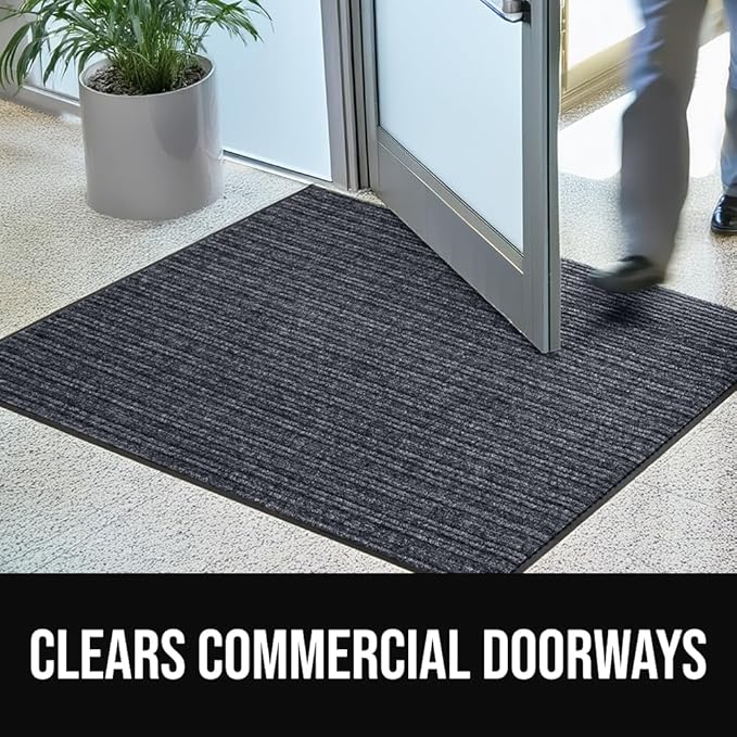 GORILLA GRIP Waterproof Traffic Guard Door Mat, 60x36, Heavy Duty Entryway Mats, Strong Rubber Back Commercial Utility Rugs for Office Hallway, Garage Floor and Home, Low Profile Carpet, Charcoal Gray