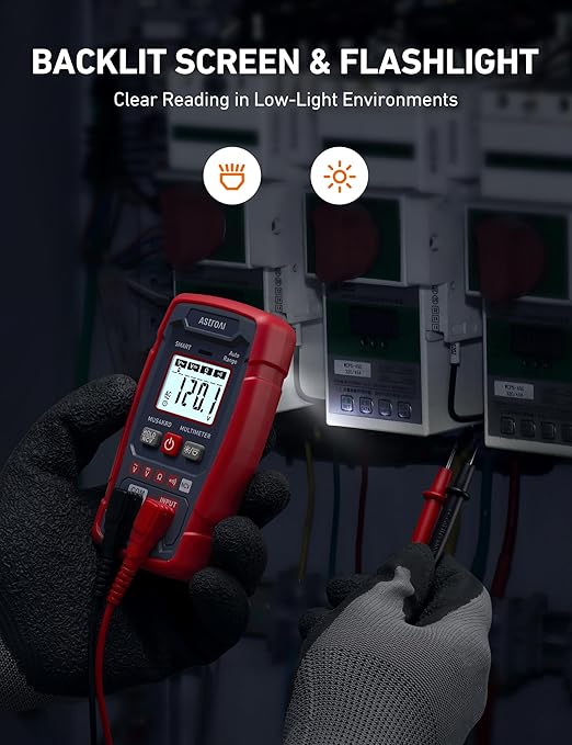 AstroAI Multimeter Tester 4000 Counts, Smart Measuring Mode, Auto-Ranging Digital Volt Meter, Fast Accurately Measures AC/DC Voltage, Resistance, Continuity, Supports a Non-Contact Voltage Function