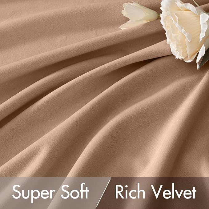 MIULEE Blush Beige Velvet Curtains 52x96 inches Luxury Blackout Curtains | - Image 4