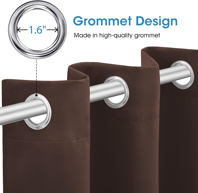 HOMEIDEAS Chocolate Blackout Curtains 52 X 63 Inch Brown Bedroom Curtains Set - Image 4