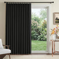 Pinch Pleated Full Blackout Faux Linen Curtains 80 Inches Long | Black by 100BlackoutShield
