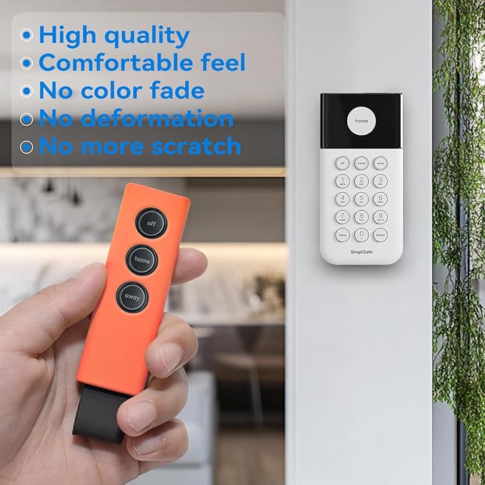 Protective Silicone Sleeve Cover for SimpliSafe KeyFob - Arm and Disarm Remotely, Flexible Case for SimpliSafe Home Security System KeyFob - Latest Gen (Orange)