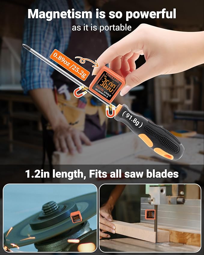 Mini Digital Angle Finder Gauge - Magnetic Torpedo Level Tool with LCD Display Precision Protractor for Table Saw, Miter，Pipes, Inclinometer Pocket Wood Working Measuring