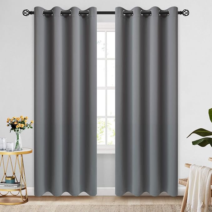 COSVIYA Grommet Room Darkening Grey/Gray Curtains 84 inch Long by COSVIYA