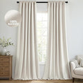 MIULEE 100% Blackout Back Tab Pleat Linen Curtains 50" Wx94 L, Birch | 2 Panels by MIULEE