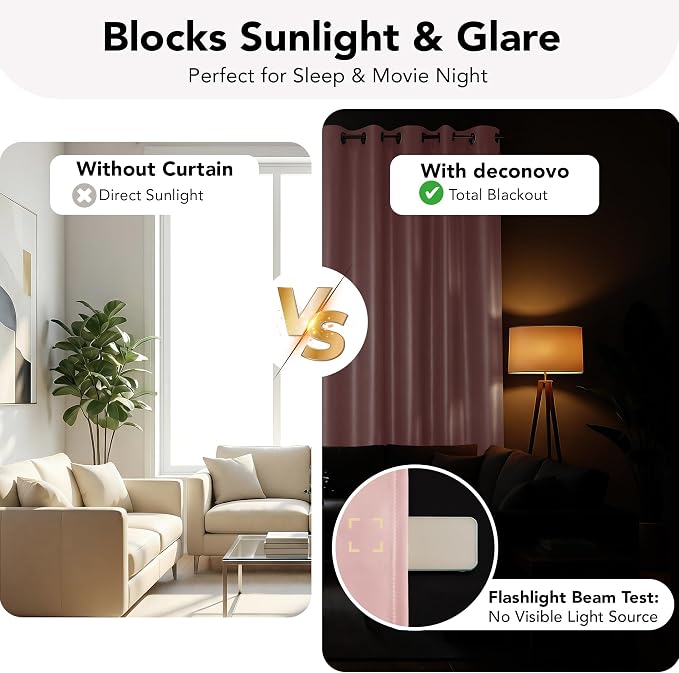 Deconovo Total Blackout Doubled Curtains, 84 Inches Long, 100% Full Light Block - Image 4