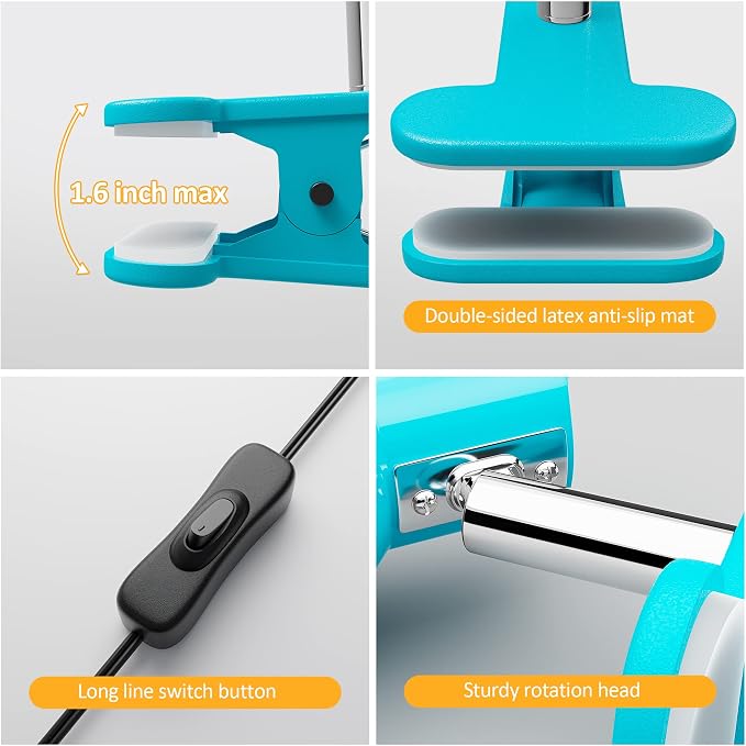 LED Clip lamp, 5W Super Bright Desk Light, 330° Rotation Small Lamp - Image 4