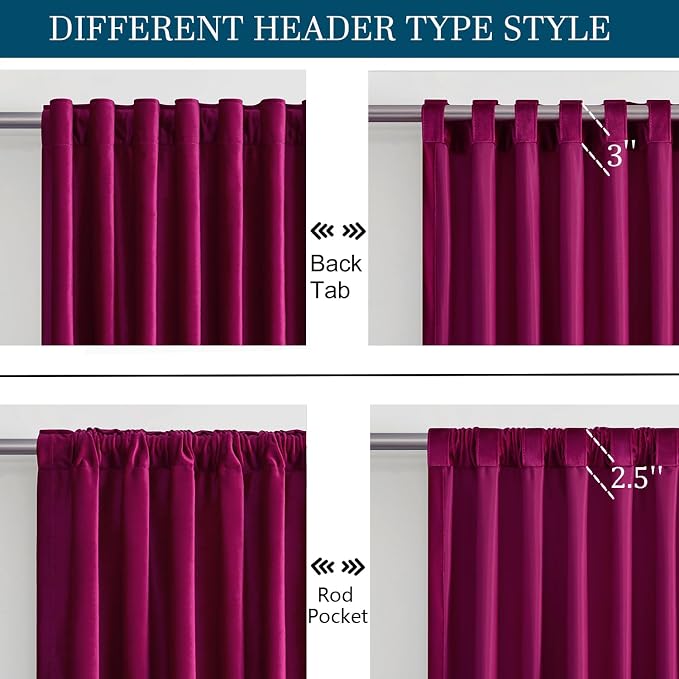 PRIMROSE Hot Pink Velvet Curtains 90 inch Long - Image 2