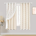 Yinhua Blackout Curtains for Bedroom Double Layer Beige Curtains for Living by yinhua