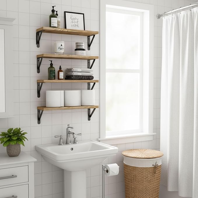 Fixwal Wall Floating Shelves for Decor | Wood Shelves, Natural Grain, 40Lb - Image 6