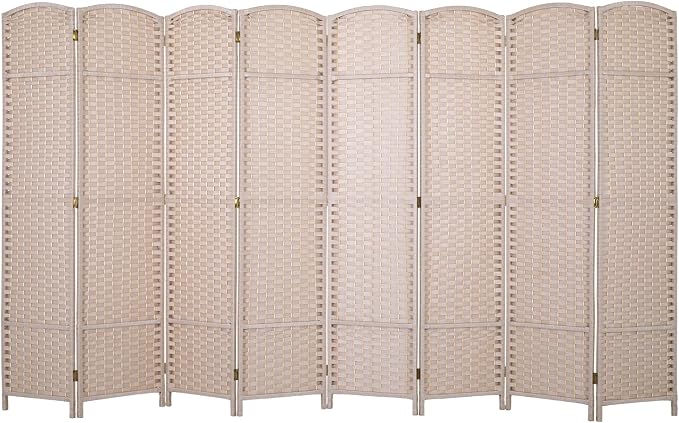 Room Divider 8 Panel 5.6 FT Tall Privacy Screen Waterproof Wood Frame Partition by PayLessHere