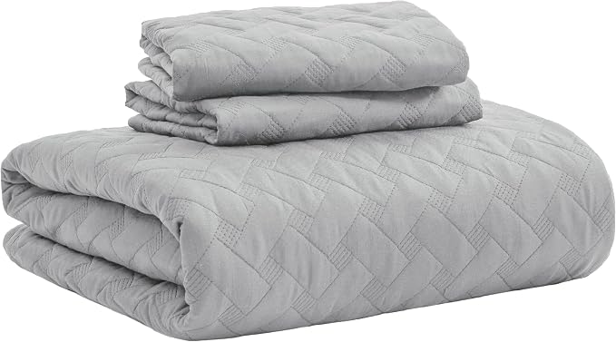 Bedsure Twin Size Quilt, Lightweight Comforter Set, Light Grey Bedspread | - Image 8