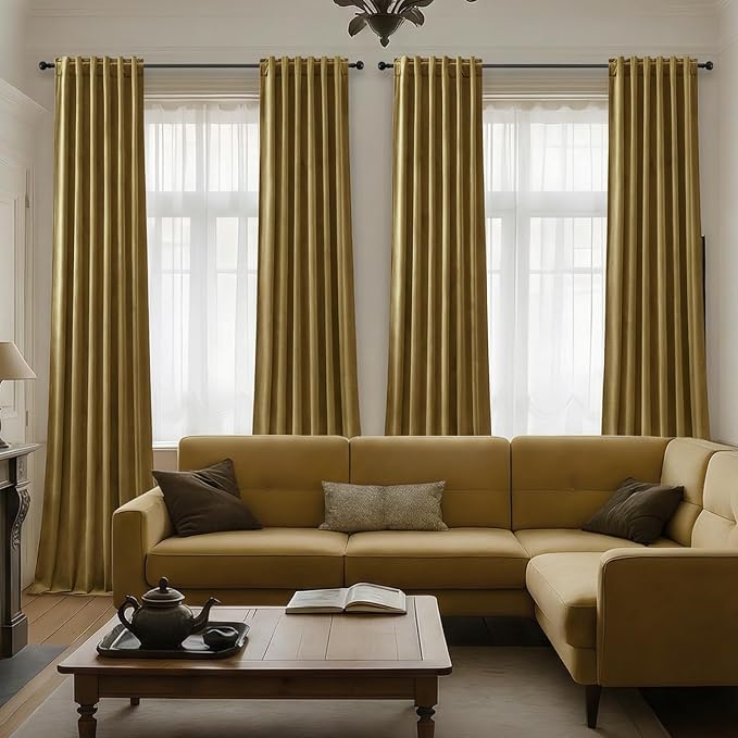 Gold Velvet Blackout Curtains 90 Inch - Image 7