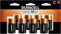 Duracell Coppertop C Batteries, 8 Count Pack, C Battery with Long-lasting Power, All-Purpose Alkaline C Battery for Household and Office Devices