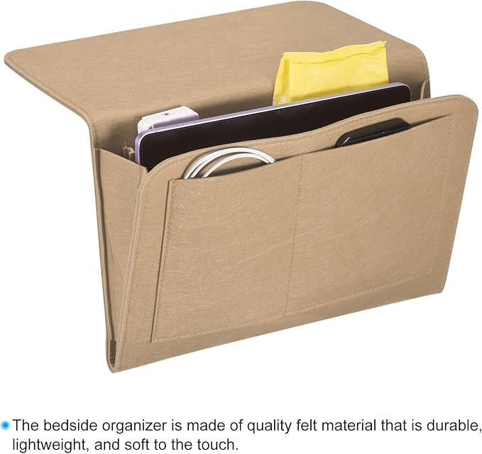 PATIKIL 13in Bedside Caddy, Bed Caddy Bedside Organizer Hanging 5 Pocket Soft - Image 4