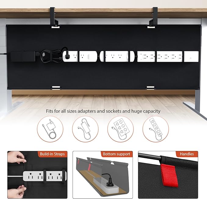Univivi No Drill Under Desk Cable Management Tray, 48 inch Cable Management | - Image 2