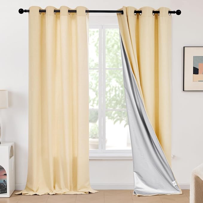 Deconovo Beige Linen Curtains for Living Room, Light Filtering Semi Sheer Faux by Unknown