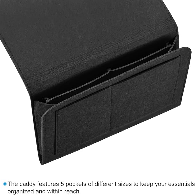 PATIKIL 13in Bedside Caddy, Bed Caddy Bedside Organizer Hanging 5 Pocket Soft - Image 3