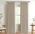 Pinch Pleated Full Blackout Faux Linen Curtains 96 Inches Long | Oatmeal by 100BlackoutShield