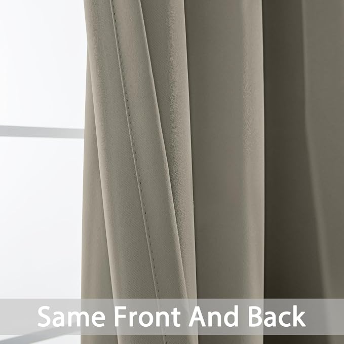 Yakamok Blackout Curtains 38x72 inch Taupe Thermal Drapes-Bedroom | 2 panels - Image 3