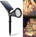 Solar Power Spot Lights Outdoor Waterproof for Christmas Decorations, Flag, Tree, Wreath, Santa Claus, Snowman, Bright LED Landscape Lamp Uplights for Outside Garden, Yard, Patio, Sidewalk,Warm White