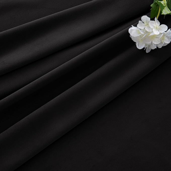 MIULEE Velvet Curtains 50W x 96L 2 Panels Black Blackout Curtains | Luxury - Image 7