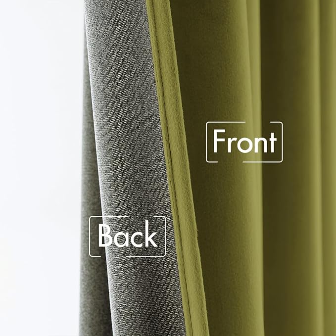 MIULEE Velvet Curtains 52x90 inches 2 Panels Moss Green Blackout Curtains | - Image 6