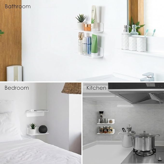 OAPRIRE Acrylic Floating Wall Shelves White, No Drill, 9 Inch 2 Pack | Strong - Image 4
