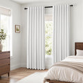 White Linen Blackout 92 Inch Curtains 2 Panels by Topfinel