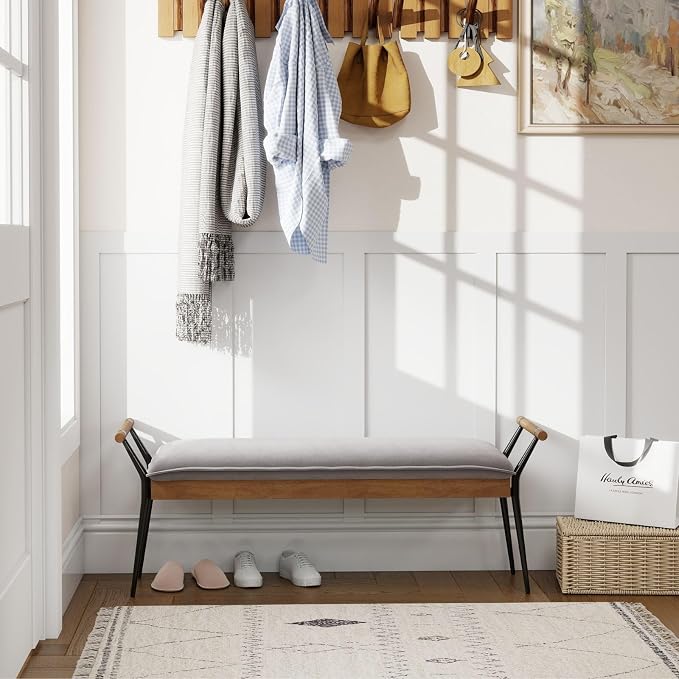 LukeAlon Modern Chenille Ottoman Bench - Image 4