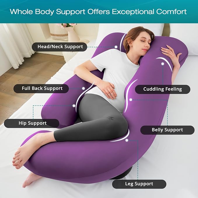 Cooling Pregnancy Pillows for Sleeping, Down Alternative, Removable Cover - Image 2