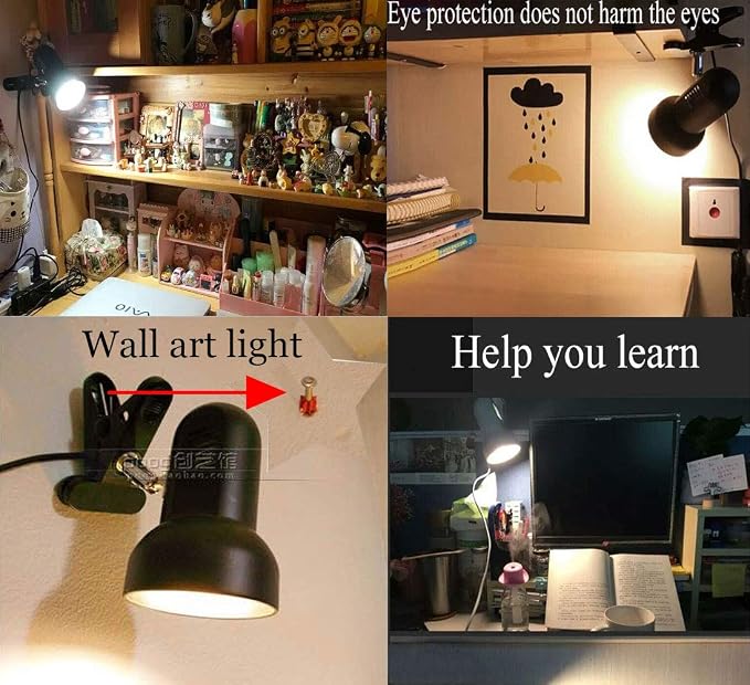 Sun-Rising Rong&LAN Clip lamp, 360° Rotation Clip on Lamp Portable Book Reading - Image 3