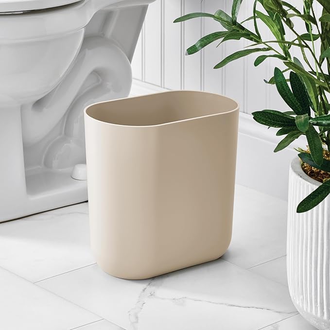 iDesign Small Slim Plastic Bathroom Trash Can - Image 3